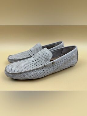 NEW UGG Men's Bel-Air Venetian Perf White Leather Loafers Size 13 | AUTHENTIC